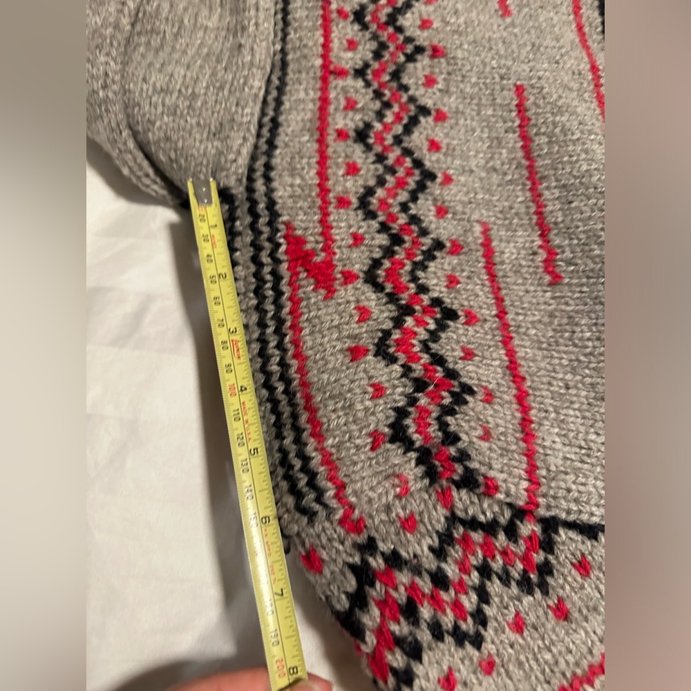 Ralph Lauren Gray and Red Zip Up Sweater Hand Knit 100% Wood For Large size - Picture 6 of 11